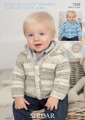 Shawl Collared and Hooded Cardigans in Sirdar Snuggly Baby Crofter DK - 1928 - Downloadable PDF