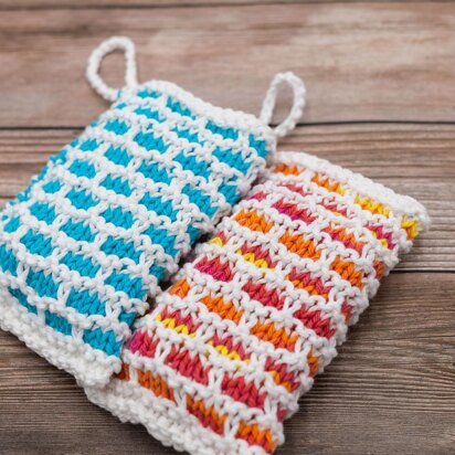 Woven Windows Soap Sack - knitting pattern