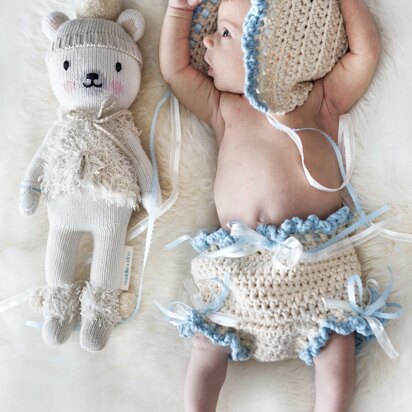 Crochet Diaper Cover - Baby Bonnet, Bloomer Soaker Set