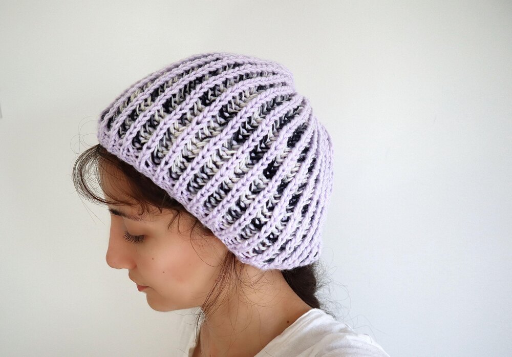 Two Colour Fisherman's Rib Beanie Knitting pattern by Michelle