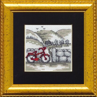 Permin Red Bicycle Cross Stitch Kit - 7cm x 7cm