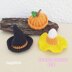 Ghost and 3 Halloween hats mini crochet pattern, mini witch hat, mini candy corn hat, pumpkin hat, crochet halloween ornament ghost