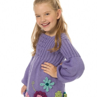 Girl's Smocked Tunic in Caron Simply Soft and Simply Soft Collection - Downloadable PDF
