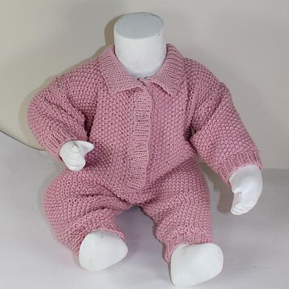 Baby Simple Aran Moss Stitch Collar Onesie