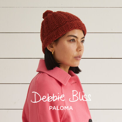 Moss Stitch Rib Hat - Free Knitting Pattern for Women in Debbie Bliss Paloma