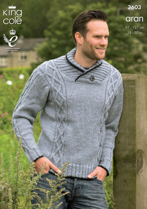 Sweater and Gilet in King Cole Big Value Aran - 3603