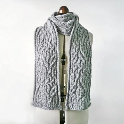 Tangled up cable knit scarf