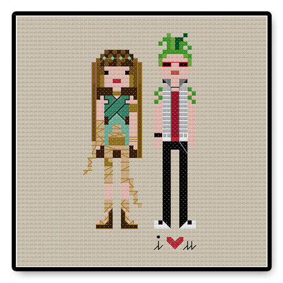 Cleo and Deuce In Love - PDF Cross Stitch Pattern