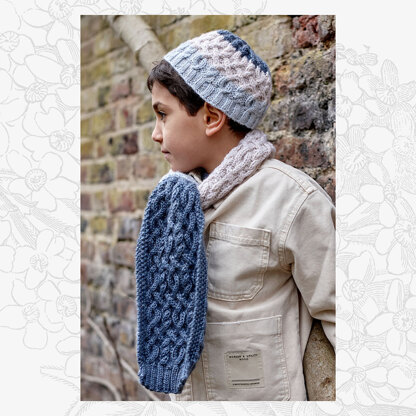 Eddie Hat & Scarf Set - Knitting Pattern for Boys & Girls in Willow & Lark Poetry