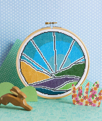 Hawthorn Handmade Blue Sky Cross Stitch Kit - 16cm in diameter