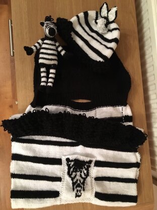 Zebra Baby Car Seat Blanket with separate Hat & Toy