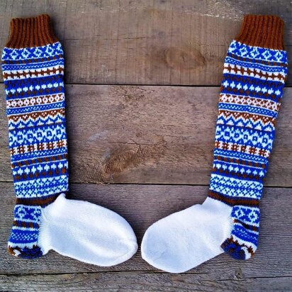 Fair isle knee high socks