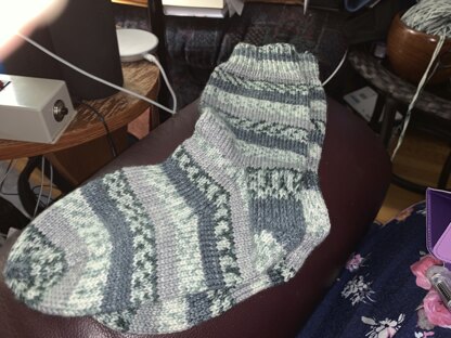 Socks for Joyce Size 8 in Cascade Yarns Heritage 150 prints Spruce