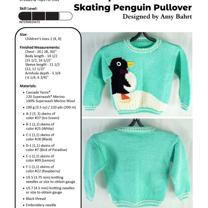 Skating Penguin Pullover in Cascade Yarns 220 Superwash® Merino - W644 - Downloadable PDF