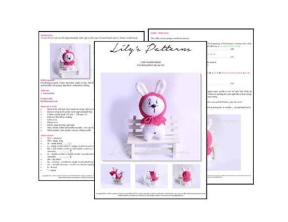 Little Hoodie Rabbit Crochet Pattern, White Rabbit with Hood,Crochet