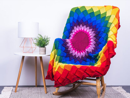 Entrelac Rainbow Blanket in Deramores Studio DK Acrylic - Downloadable PDF