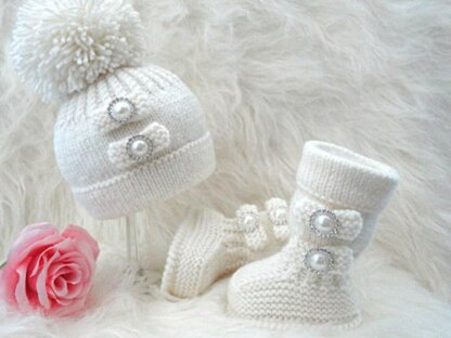 Baby Set Pompom Baby Beanie Baby Uggs PATTERN