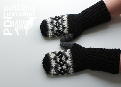 Fair Isle Crochet Argyle Mittens (2016006)