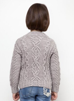 Girls Embroidered Cable Sweater in Bergere de France Barisienne - 60508-445 - Downloadable PDF
