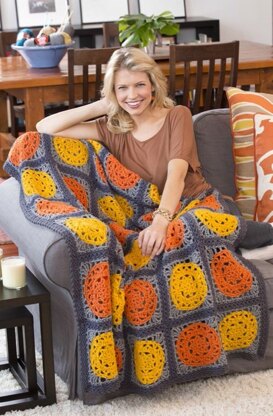 Let the Sun Shine Throw in Red Heart Super Saver Economy Solids - LW3278