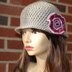 Brimmed Hat with Swirl Flower