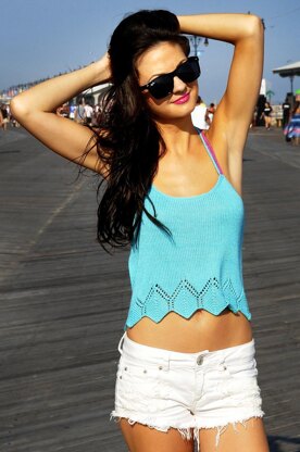 Sunshine and Lollipops Braided Strappy Back Tank Top with Geo Lace Edge
