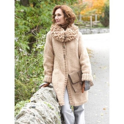 Long Cardigan with Collar in Bernat Roving