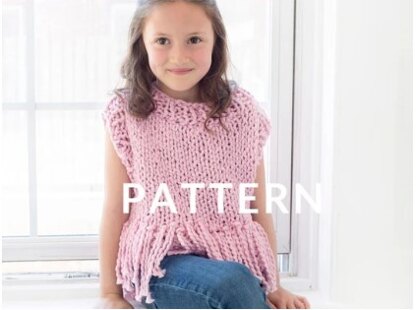 Mini Tank Top with Fringe in Loopy Mango Big Cotton - Downloadable PDF