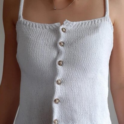 Square neck top with buttons