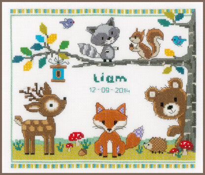 Vervaco Forest Animals Cross Stitch Kit - 28cm x 24cm