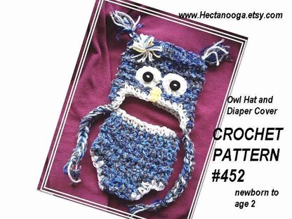 452 OWL HAT AND DIAPER COVER