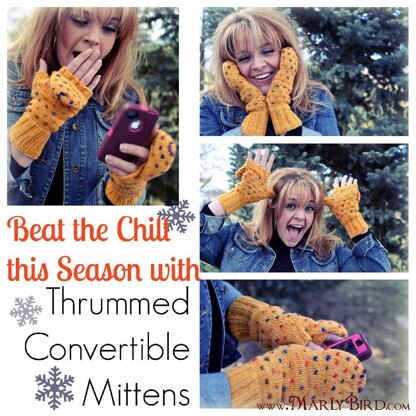 Paintbox Mittens: Thrummed Convertible Mittens