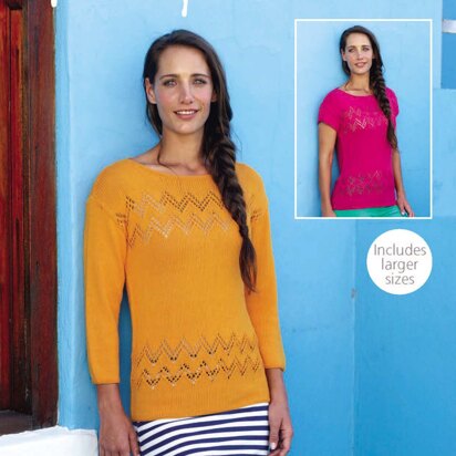 3/4 and Short Sleeved Tops in Hayfield Fiesta DK - 7950 - Downloadable PDF