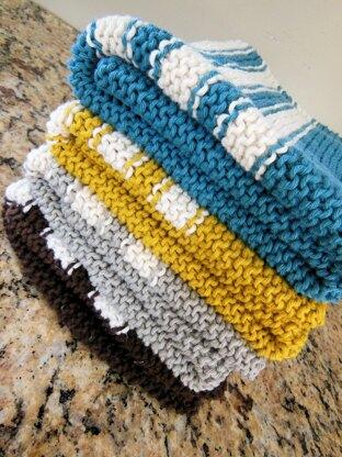 Garter stitch striped dish towels