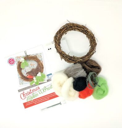 The Crafty Kit Company Christmas Robin Wreath Needle Felting Kit - 20cm