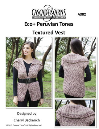 Textured Vest in Cascade Yarns Eco+ Peruvian Tones - A302 - Downloadable PDF