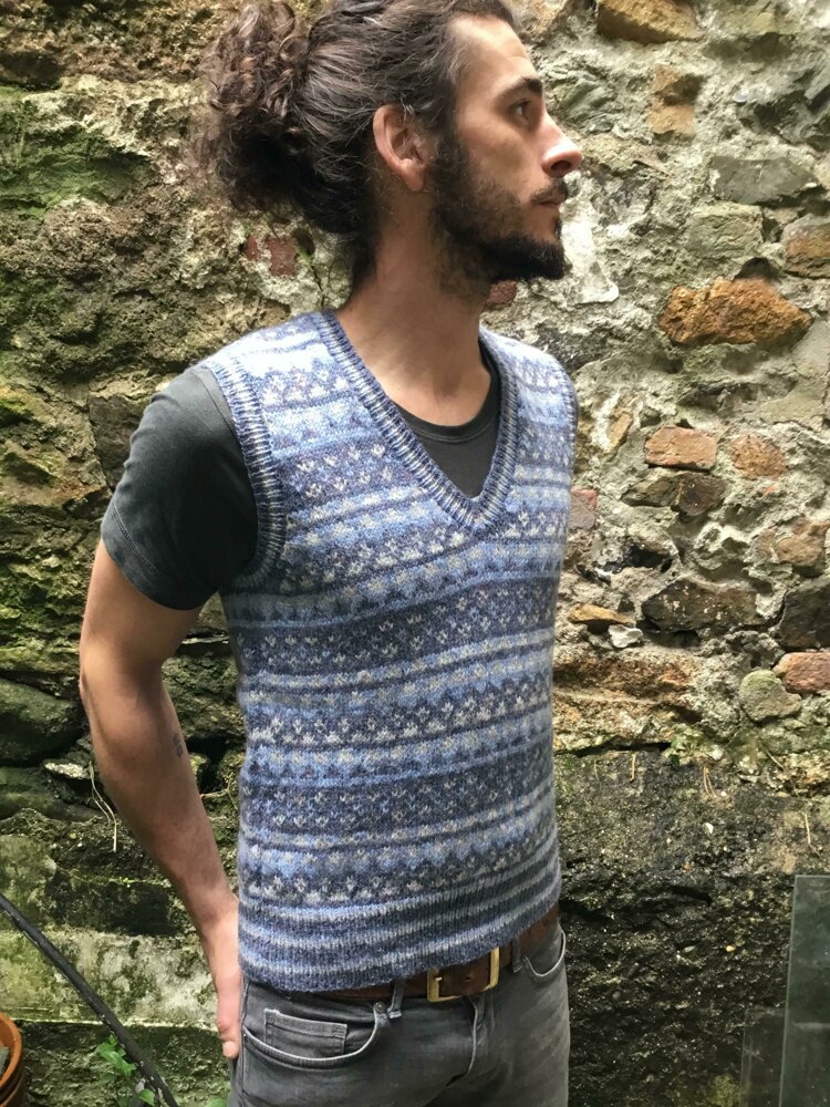 Mens Sleeveless Fair Isle Tank Top Knitting pattern by Mariarosa Martin LoveCrafts