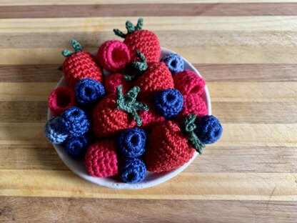 Crocheted Blueberries and Raspberries