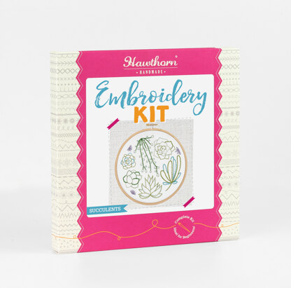 Hawthorn Handmade Succulents Contemporary Printed Embroidery Kit - 16cm