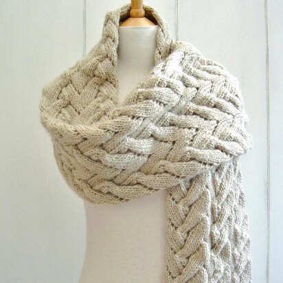 Chevron Lace Cable Wrap Scarf