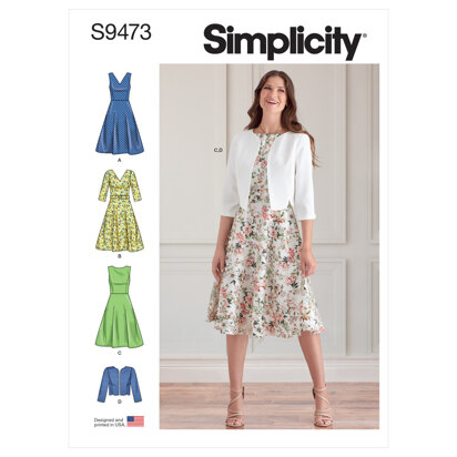 Simplicity Mädchenjacke und -Kleider S9473 - Schnittmuster