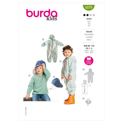 Burda Style Toddlers' Onesie and Hat B9279 - Paper Pattern, Size 18M-5
