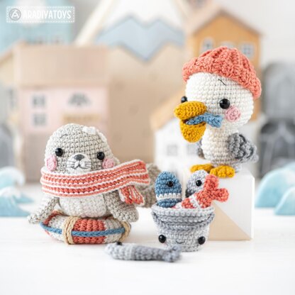 Lighthouse Island from “Mini Kingdom” collection, crochet patterns (Amigurumi tutorial PDF file) lighthouse crochet pattern seal pelican fish lighthouse keeper by AradiyaToys (Olka Novytska)