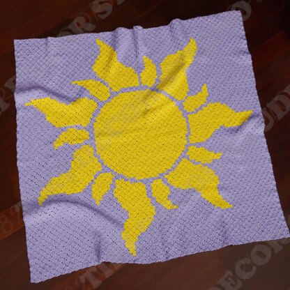 CROCHET PATTERN C2C Tangled Sun Rapunzel Blanket 90x90 Square Purple ...