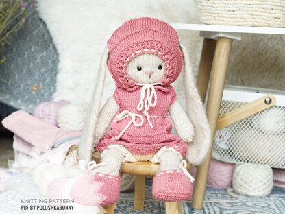 Knitting Pattern - Toy clothes - Outfit Pinky for bunny, lamb, doll