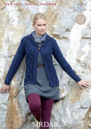 Navy Jacket in Sirdar Wool Rich Aran - 7333 - Downloadable PDF