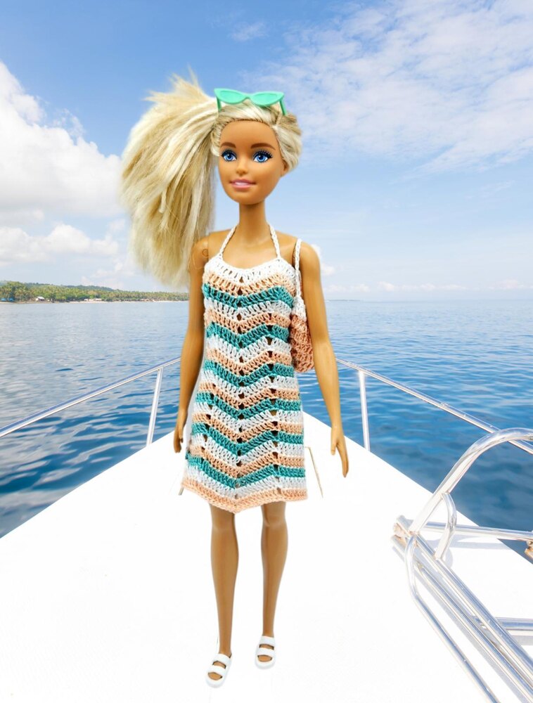 Barbie Coastal Dress and Bag Crochet pattern by Raine Eimre | LoveCrafts