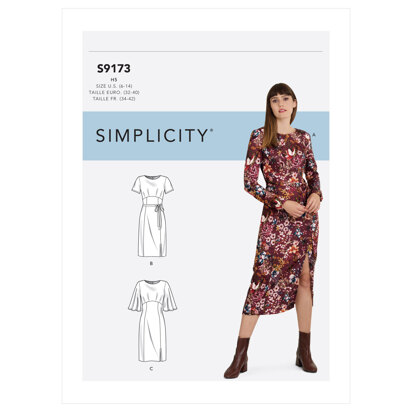 Simplicity Misses' Dress With Length & Sleeve Variations S9173 - Sewing Pattern
