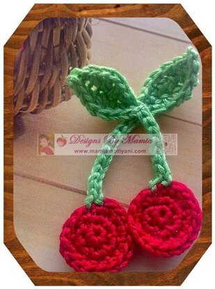 Crochet Cherries Applique Pattern Ornament For Holidays And Christmas