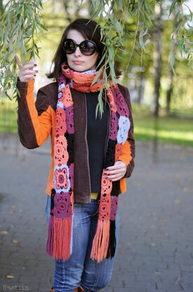 Lila boho crochet scarf with fringe